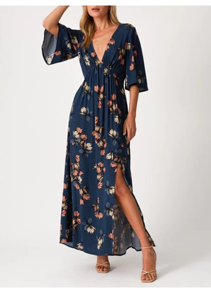2023 Women's V-neck printed dress