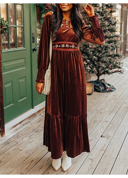 AUTUMN EMBROIDERED MAXI