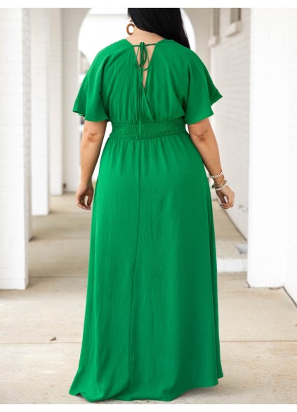 Back Lace Up Waist Split Extra Long Dress