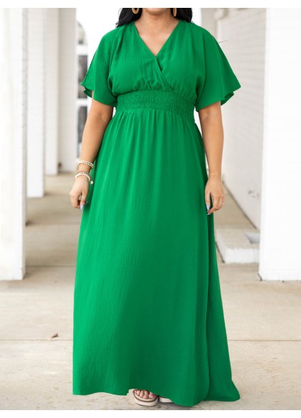 Back Lace Up Waist Split Extra Long Dress