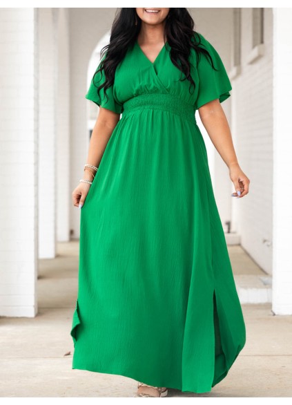 Back Lace Up Waist Split Extra Long Dress