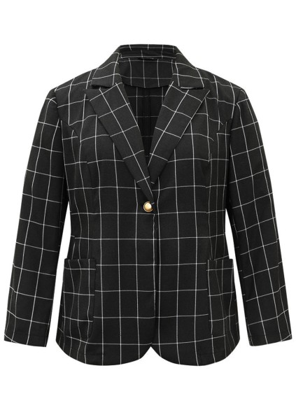Black checked suit jacket for women