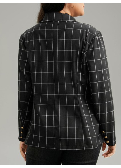 Black checked suit jacket for women