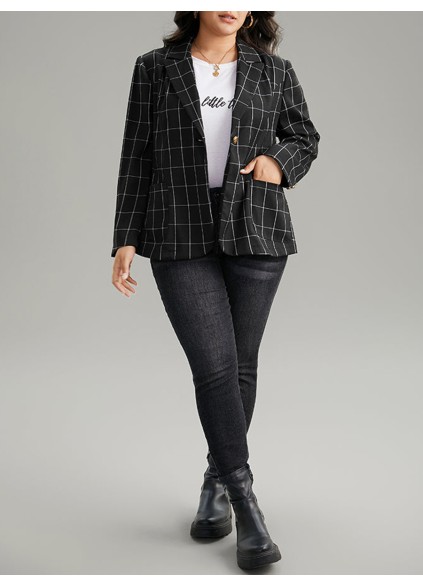 Black checked suit jacket for women