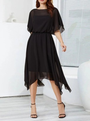 Black chiffon simple elegant dress