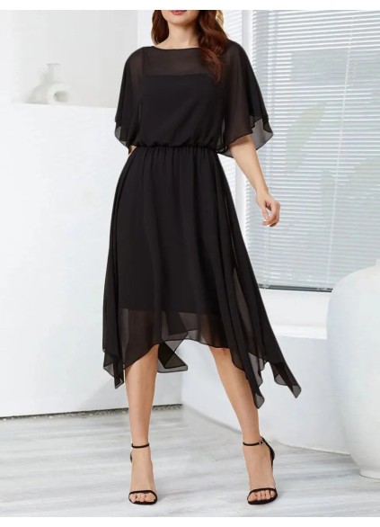 Black chiffon simple elegant dress