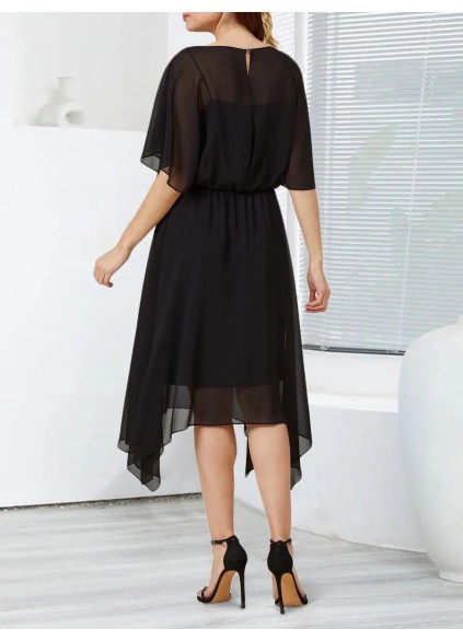 Black chiffon simple elegant dress