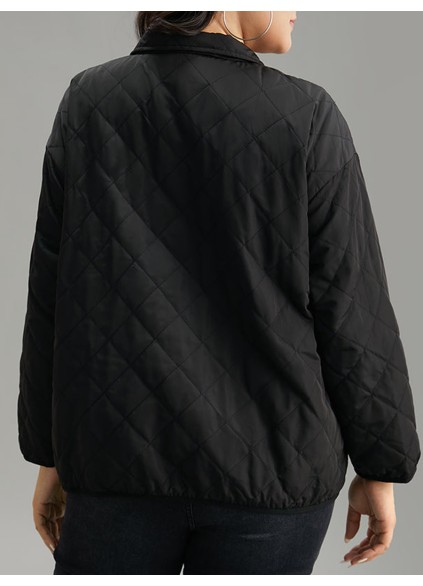 Black elegant plus size padded jacket for women