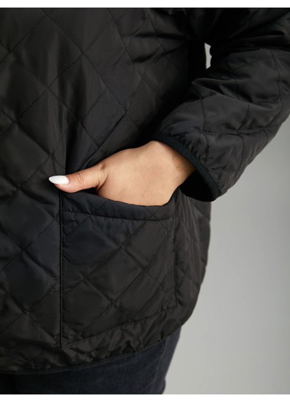 Black elegant plus size padded jacket for women