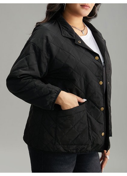 Black elegant plus size padded jacket for women