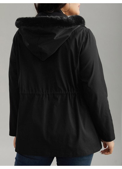 Black elegant waist drawstring jacket