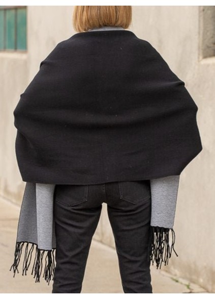 Black gray shrub cardigan with tassels