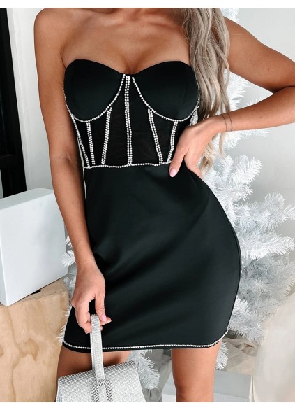 Black strapless dress