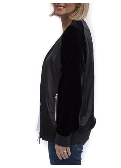 Black velvet and satin pilot jacket
