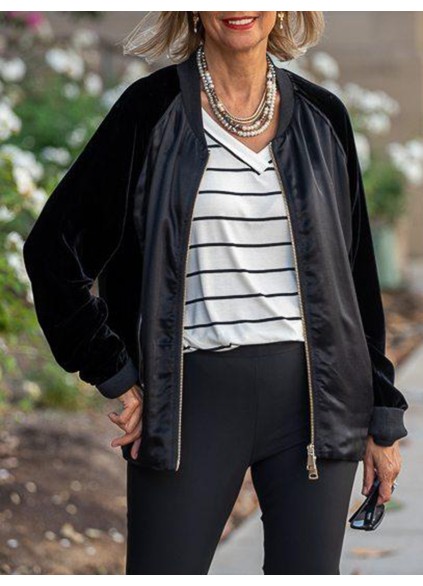 Black velvet and satin pilot jacket