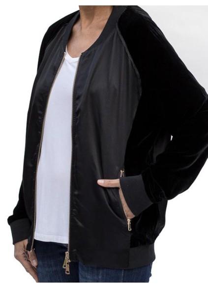 Black velvet and satin pilot jacket