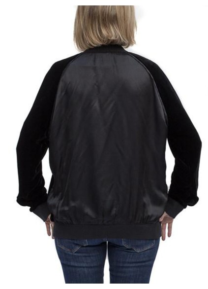Black velvet and satin pilot jacket