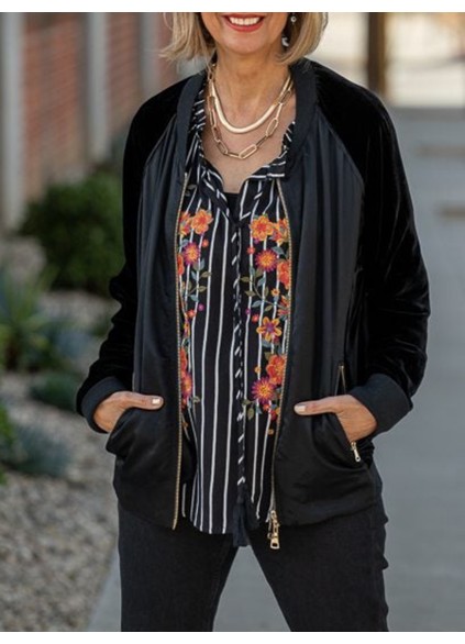Black velvet and satin pilot jacket