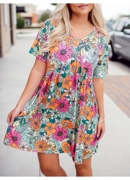 Blooming Flower Pattern Dress