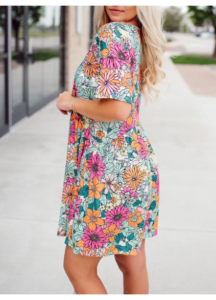 Blooming Flower Pattern Dress