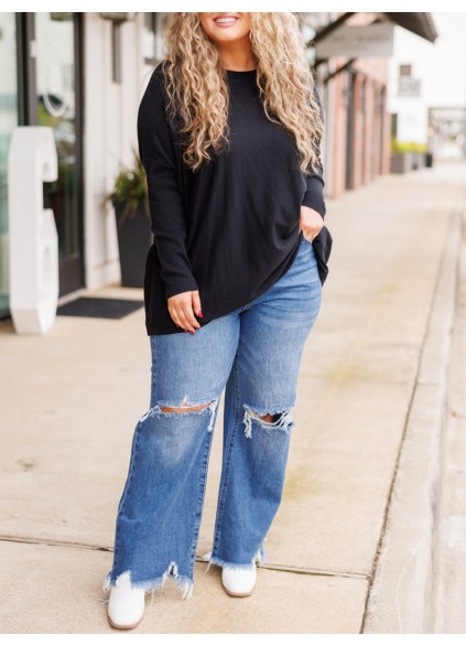 Blue perforated jeans