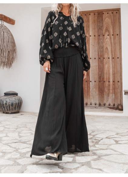 Bohemian Black Cotton Breeze Trousers