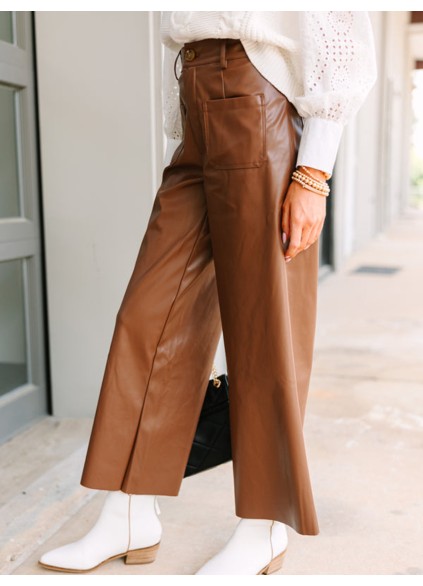 Brown Faux Leather Pants