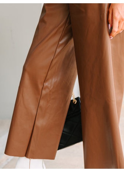Brown Faux Leather Pants
