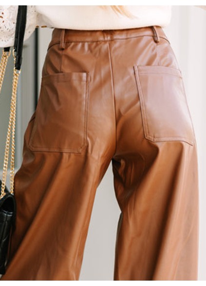 Brown Faux Leather Pants