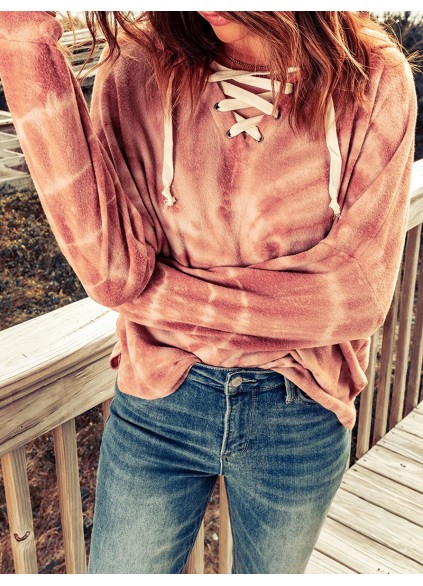 Casual tie-dye strappy hoodie