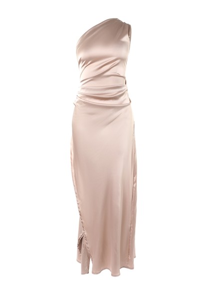 Elegant off-shoulder slit solid color dress