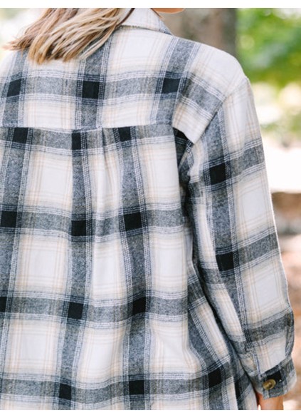 Black Plaid Fleece Lined Shacket