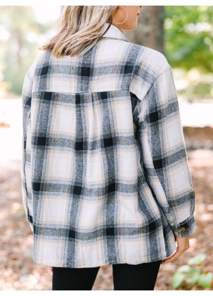 Black Plaid Fleece Lined Shacket