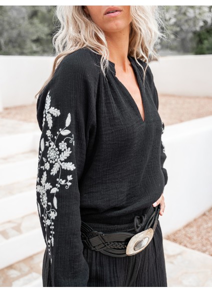 long sleeve embroidered shirt