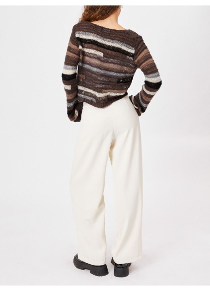 Milk Tea Pleated Wide Leg Trousers