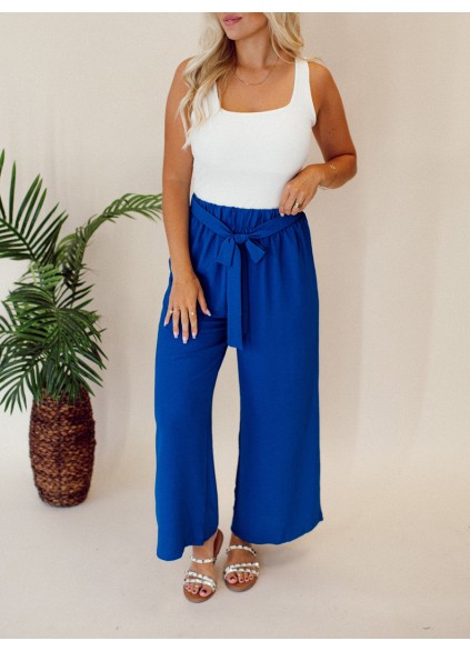 Blue Belt Wide Leg Pants