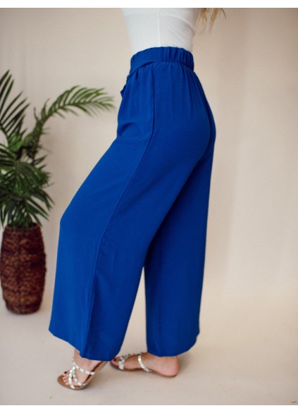 Blue Belt Wide Leg Pants