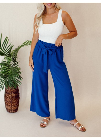 Blue Belt Wide Leg Pants