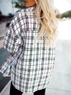 Women's black and white plaid jacket