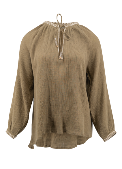 V-neck bubble sleeve blouse