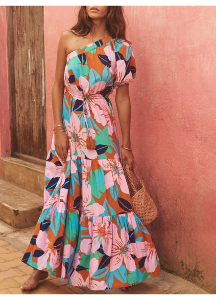Women's one-shoulder asymmetrical holiday dress