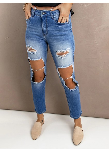 Women's ripped gradient jeans