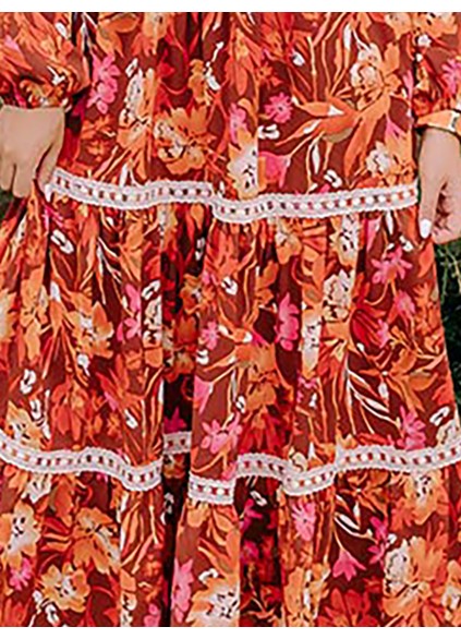 Women's Warm Floral Print Dresses